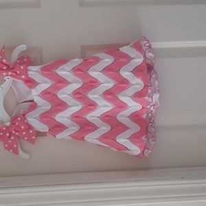 Bonnie Baby crochet lined dress in pink and white